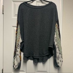 Free people waffle shirt with balloon sleeves
